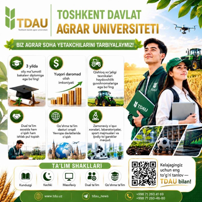 Sizda TDAU talabasi bo‘lish imkoniyati mavjud!