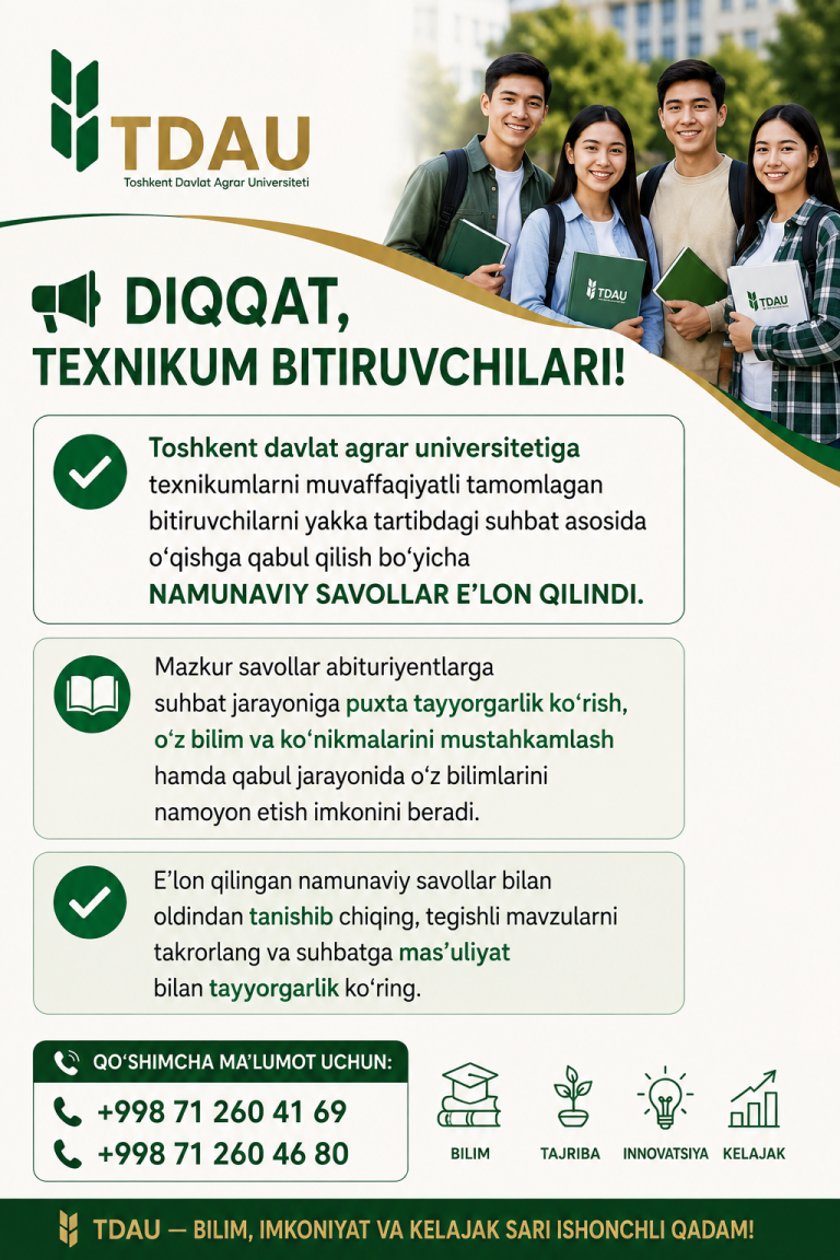 Diqqat, texnikum bitiruvchilari!