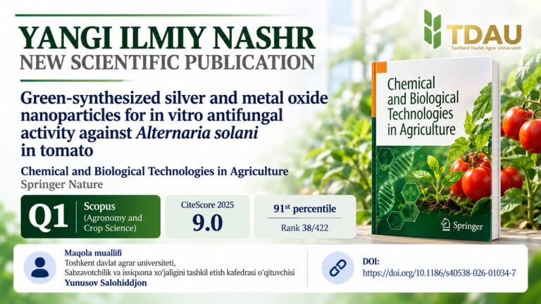 TDAU olimining ilmiy maqolasi nufuzli xalqaro jurnalda çop etildi