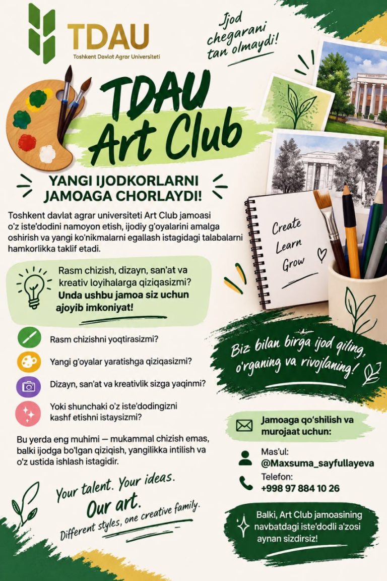TDAU Art Club yangi ijodkorlarni jamoaga chorlaydi!